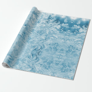 Papier Cadeau plumes et flocons de neige bleus abstraits