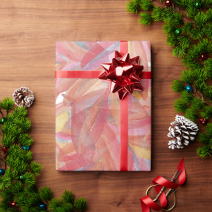Papier Cadeau Plumes Florales Exotiques d'Été Art Aquarelle
