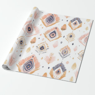 Papier Cadeau Plumes neutres Boho