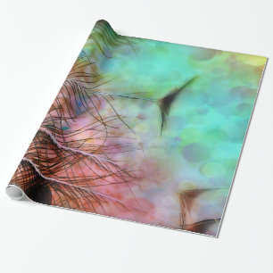 Papier Cadeau Plumes Pastel Peacock