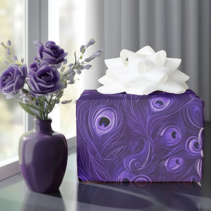 Papier Cadeau Plumes violettes violettes vibreuses