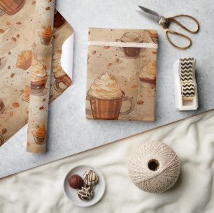 Papier Cadeau Plus d'aquarelle de café Rustique Vintage No3