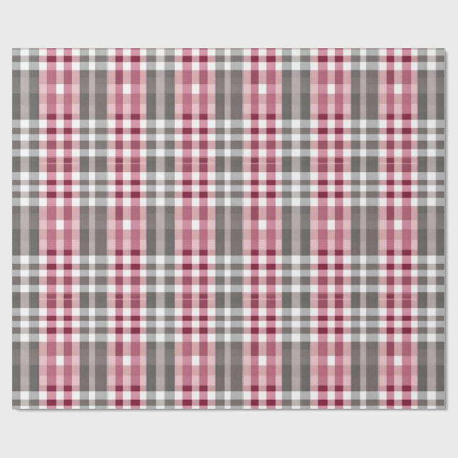 Papier Cadeau Plutôt rose et gris Plaid Plutôt profond (Plat)