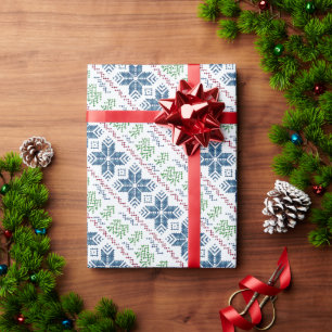 Papier Cadeau Pneus brodés de Noël, arbres de Noël,