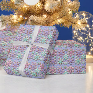 Papier Cadeau Pneus Pastel 3D Sur Violet
