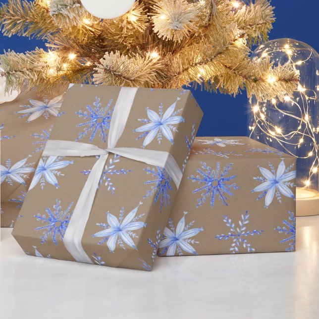 Papier Cadeau Pneus Rustiques Kraft tirés à la main Pervent Blue (Vacances)