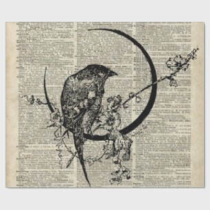 Papier Cadeau Pochoir noir d'oiseau de Raven au-dessus de