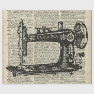 Papier Cadeau Pochoir vintage de machine à coudre au-dessus de