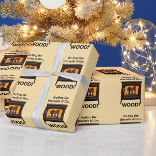 Papier Cadeau Poêle à Bois Brûleur Bois Chaud