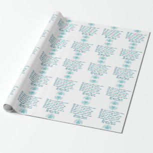 Papier Cadeau Poème des Soeurs par Christina Rosseti Script bleu
