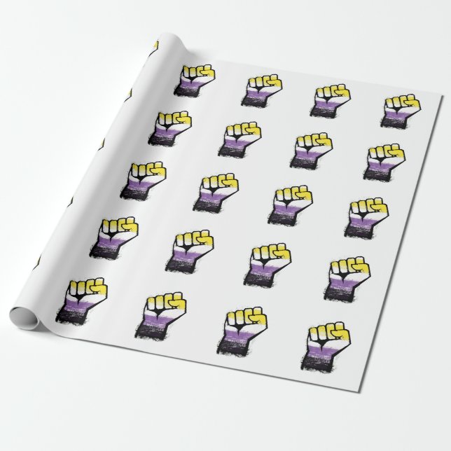 Papier Cadeau Poing de protestation de fierté non binaire (Déroulé)
