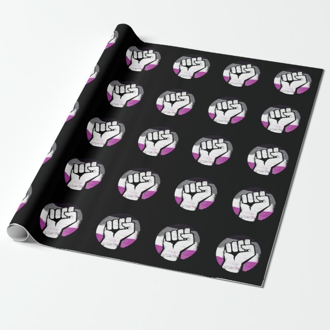 Papier Cadeau Poing levé de fierté asexuelle, impression circula (Déroulé)