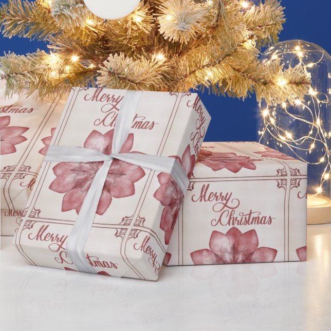 Papier Cadeau Poinsettia  (Vacances)