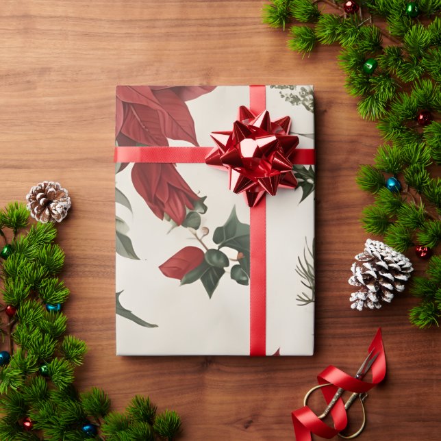 Papier Cadeau Poinsettia de Noël (Cadeau de vacances)