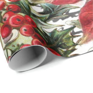 Papier Cadeau Poinsettia et houx
