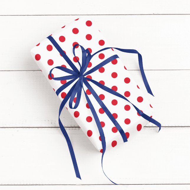 Papier Cadeau Point blanc et rouge (White and Red Polka Dot Wrapping Paper)