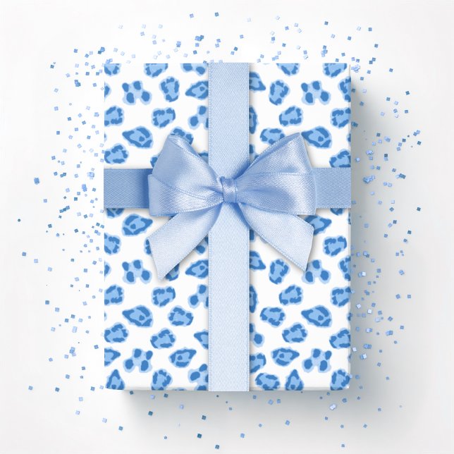 Papier Cadeau Point de léopard sur porcelaine bleue (Créateur téléchargé)