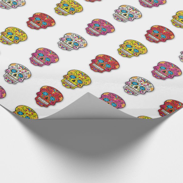 Papier Cadeau Point de polka de crâne de sucre (Coin)
