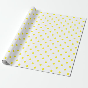Papier Cadeau Point de polka jaune sur le grand espace blanc