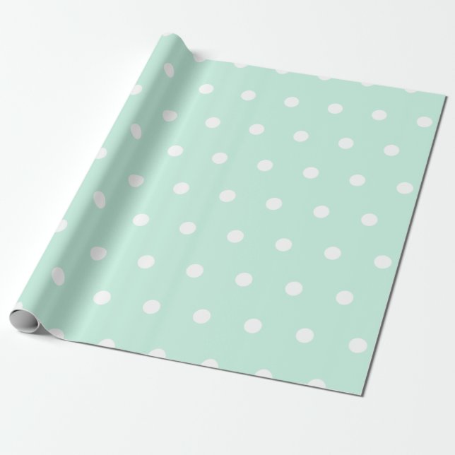 Papier Cadeau Point de polka vert à la menthe (Déroulé)