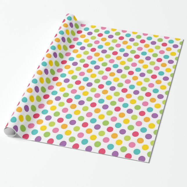 Papier Cadeau Point Polka arc-en-ciel (Déroulé)