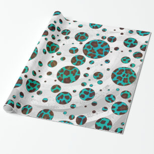 Papier Cadeau Point Polka Brown et Turquoise de la vache