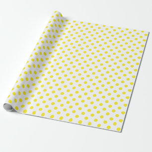 Papier Cadeau Point Polka jaune sur un espace blanc moyen