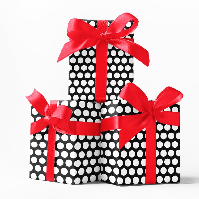 Papier Cadeau Point Polka noir et blanc (Black and White Polka Dot Wrapping Paper)