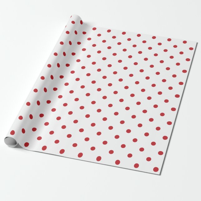 Papier Cadeau Point rouge sombre de Polka sur un grand espace bl (Déroulé)