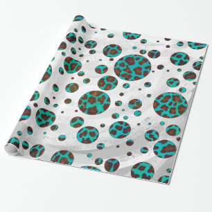 Papier Cadeau Pointe Polka Brown et Turquoise de vache