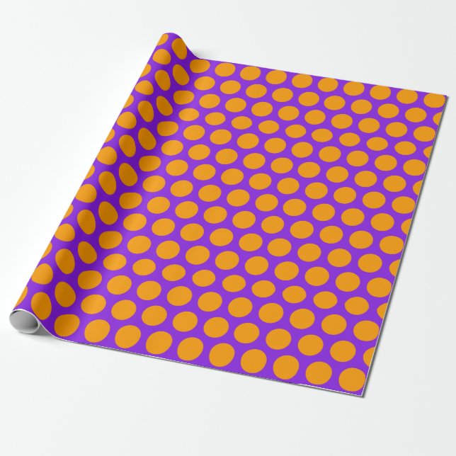Papier Cadeau Pointe Polka orange violet (Déroulé)