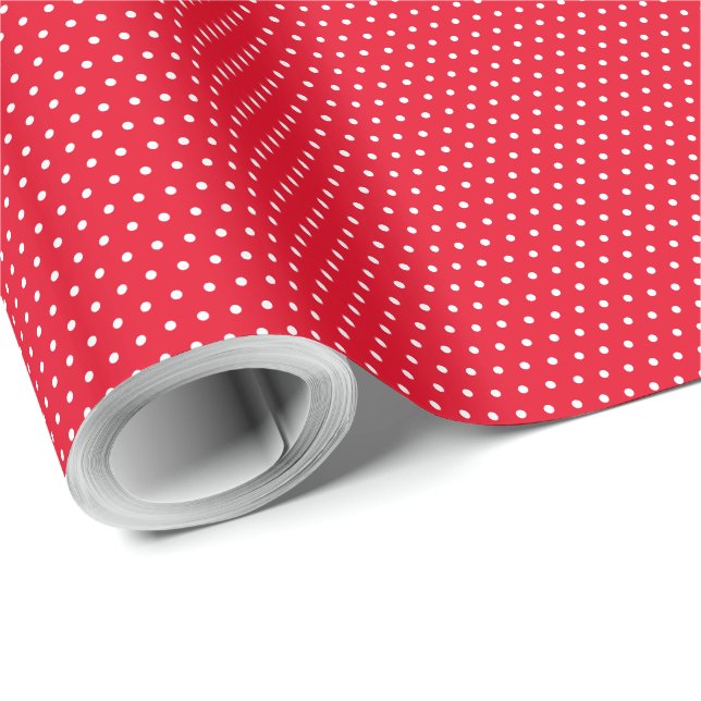 Papier Cadeau Pointe Polka rouge et blanc (Coin rond)