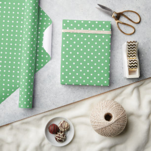 Papier Cadeau Pointillisme Classique Blanc - Vert Été