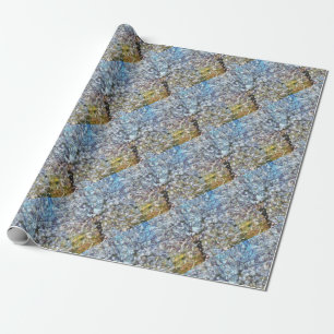 Papier Cadeau Pointillisme en fleurs d'amandes du printemps