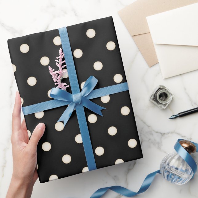 Papier Cadeau Points blancs antiques sur noir (Cadeaux)