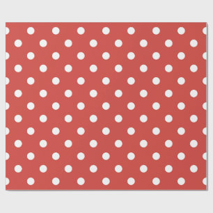 Papier Cadeau Points blancs classiques sur fond rouge