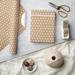 Papier Cadeau Points Blancs Simples Sur Kraft Brun Rustique Faux