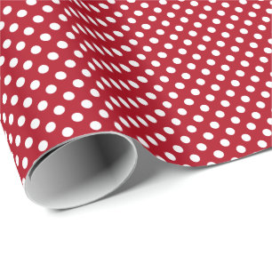 Papier Cadeau Points blancs sur fond rouge