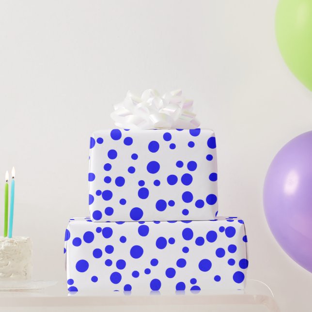 Papier Cadeau Points Bleus Sur Blanc (Cadeaux de fête)