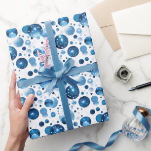 Papier Cadeau Points bleus sur fond blanc