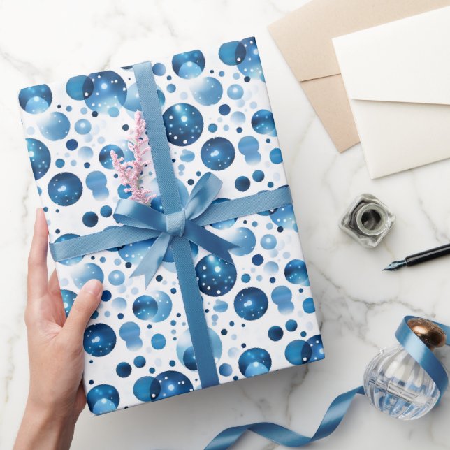 Papier Cadeau Points bleus sur fond blanc  (Cadeaux)