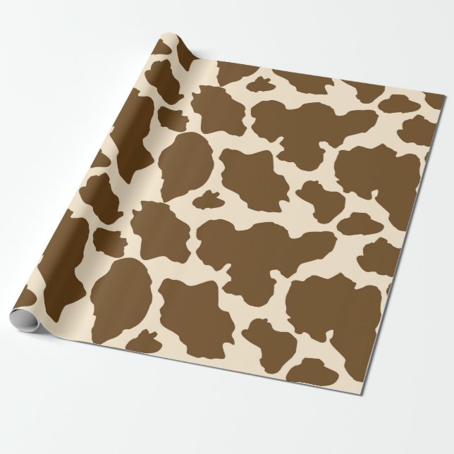 Papier Cadeau Points Brown Vache Imprimer Fermier Animaux de fer (Déroulé)