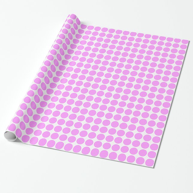 Papier Cadeau Points Cercle - Violet clair sur blanc (Déroulé)