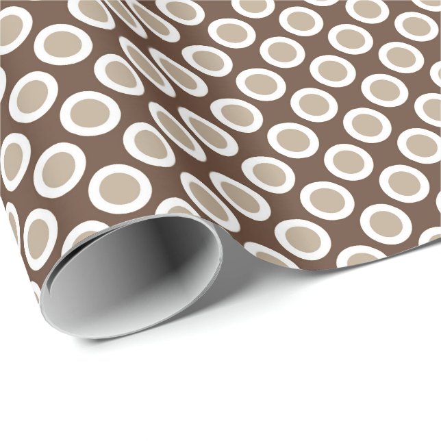 Papier Cadeau Points cirqués rétro, tons taupe (Coin rond)
