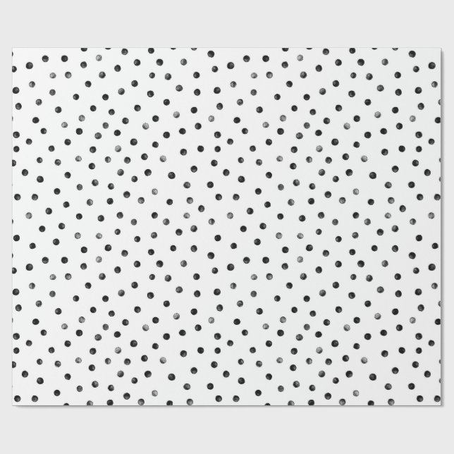Papier Cadeau Points Confetti Noir Et Blanc (Plat)