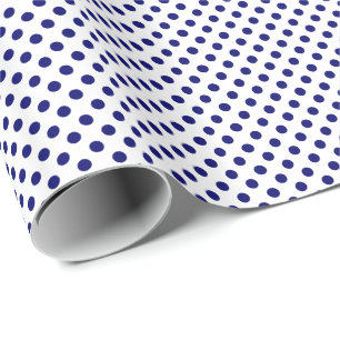 Papier Cadeau Points de bleu marine sur fond blanc