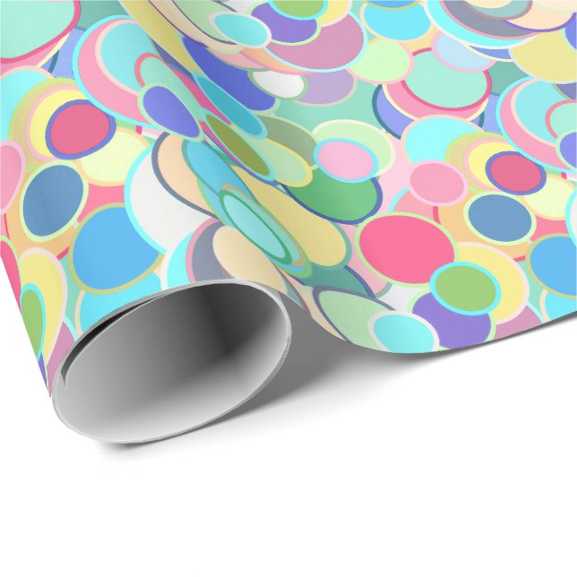 Papier Cadeau Points de confettis de la moitié du siècle - (Coin rond)