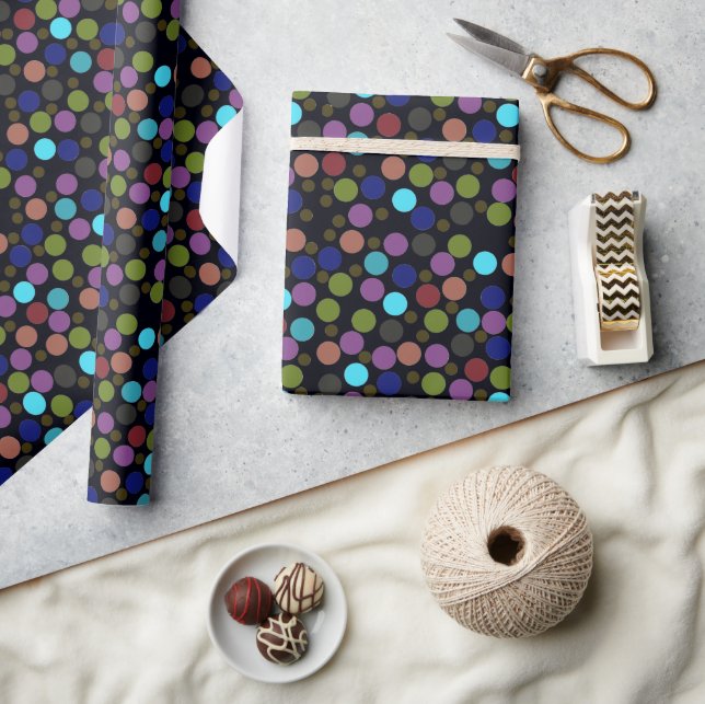 Papier Cadeau Points de couleur imprimés partout (Artisanat)