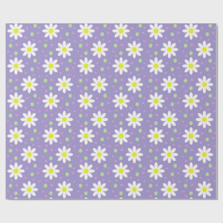 Papier Cadeau points de marguerite violets