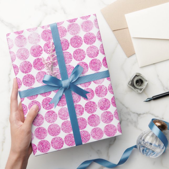 Papier Cadeau Points de paillettes roses abstraits (Cadeaux)